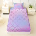 thumbnail image 4 of Manfei Mermaid Scale Twin Sheets, Dreamy Gradient Shell Bedding, Pink Lavender, 3 Pieces, 1 Flat Sheet, 1 Fitted Sheet and 1 Pillowcase, 4 of 6