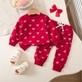 thumbnail image 7 of NAISIBABY Toddler Girls Sets, Bowknot Graphic Pullover Sweatshirt and Tapered Pants Cute Outfit 2-Piece Wine 3T, 7 of 7