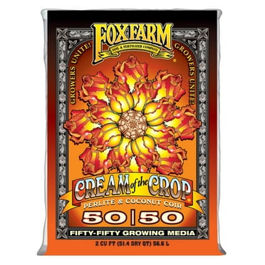 FoxFarm Cream of the Crop 50/50 Growing Media, 2cu ft – Facilitating Aeration and Drainage, for Indoor/Outdoor Container Gardens – Ideal for Use with Customized Feeding Schedules