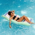 thumbnail image 3 of Big Joe Kona Pool Float, Rivera Stripe Turqoise, Doubled-Sided Mesh, Quick Draining Fabric, No Inflation Needed, 3 of 8