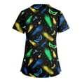 thumbnail image 4 of Garbnen Women's Scrub Tops Mardi Gras Stretch V Neck Short Sleeve Workwear Nurse Uniforms with Pocket Carnival Fat Tuesday Womens Shirts Casual S-5xl, 4 of 4