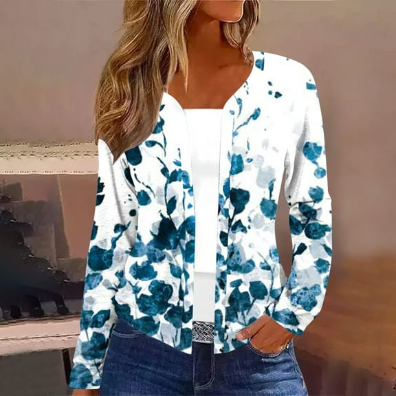 Cardigan for Women's Plus Size Casual Fashion Long Sleeved Cardigan Print Designs Relaxed Loose Fitting Long Sleeved Top Party Up to 65% off