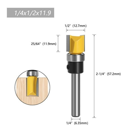 

Pattern Bit Industrial 1/4inch Shank Top Bearing Flush Trim Pattern Router Bits