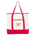 thumbnail image 2 of DALIX Monogram Bag Personalized Totes For Women Open Top Red Initial M, 2 of 8