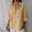 Khaki, variant on YHAJDS Womens 3/4 Sleeves Tops Solid Color Casual Loose Lapel Linen V Neck T Shirt Spring Summer Top