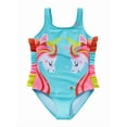 thumbnail image 2 of New 3~10 years old children's cartoon unicorn print swimsuit ruffled girls swimsuit one-piece, 2 of 6
