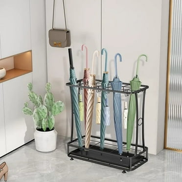 TEAFIRST Umbrella Rack Stand, 21-Slots Umbrella Holder with Removable Drip Tray, with 24 Hooks Black