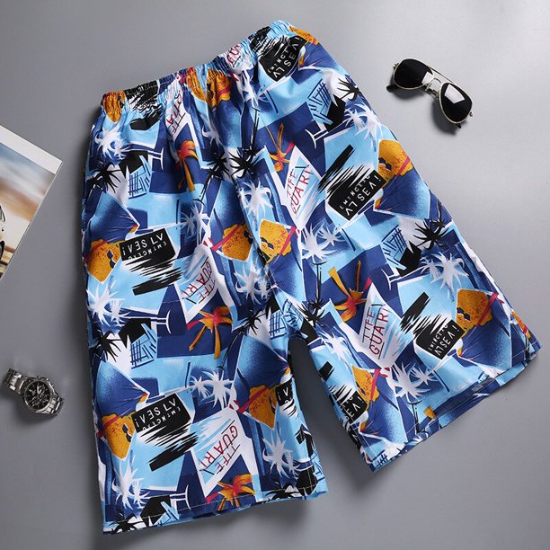 Pantalones cortos de baño de talla grande para hombre, Shorts de playa con estampado de flores, azul, para gimnasio, surf, 2023 Fivean unisex