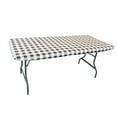thumbnail image 2 of Waverly Inspirations Rectangular Elastic Fitted Table Cover Waterproof Vinyl Tablecloth With Flannel Backing, 6Ft Table, 72" x 30", Gingham Black, 2 PK, 2 of 6