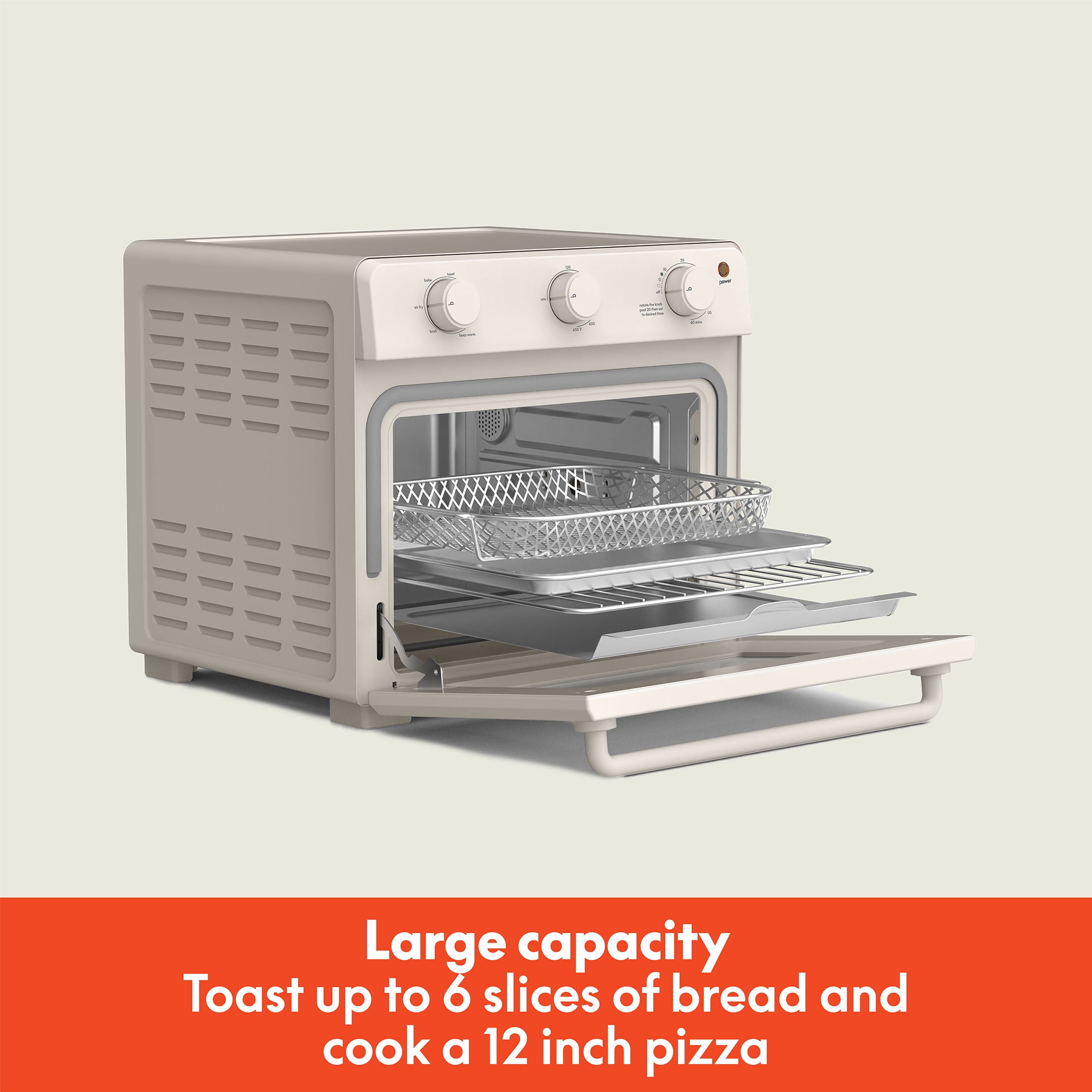 bella 6-Slice Air Fry Toaster Oven with 7 Preset Cooking Options and EverGood™ Nonstick Coated Trays, Oatmilk