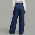 thumbnail image 4 of ZToonmas Womens Linen Asymmetric Wrap Wide Leg Pants High Waist Wooden Buttons Hidden Elastic Waist Loose Straight Long Casual Pants, 4 of 6