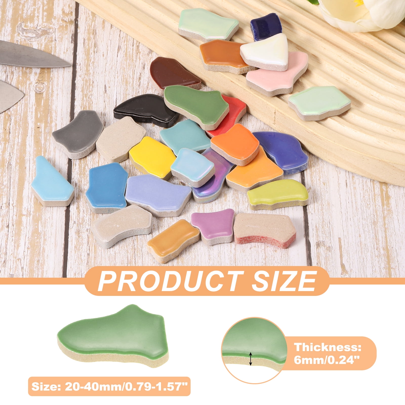 Uxcell 500g/1.1LB Irregular Ceramics Mosaic Tiles, 0.79"-1.57" Mosaic Stained Tile Broken Porcelain Pieces Stones Bulk for DIY Craft Making Vases Home Decoration, Green