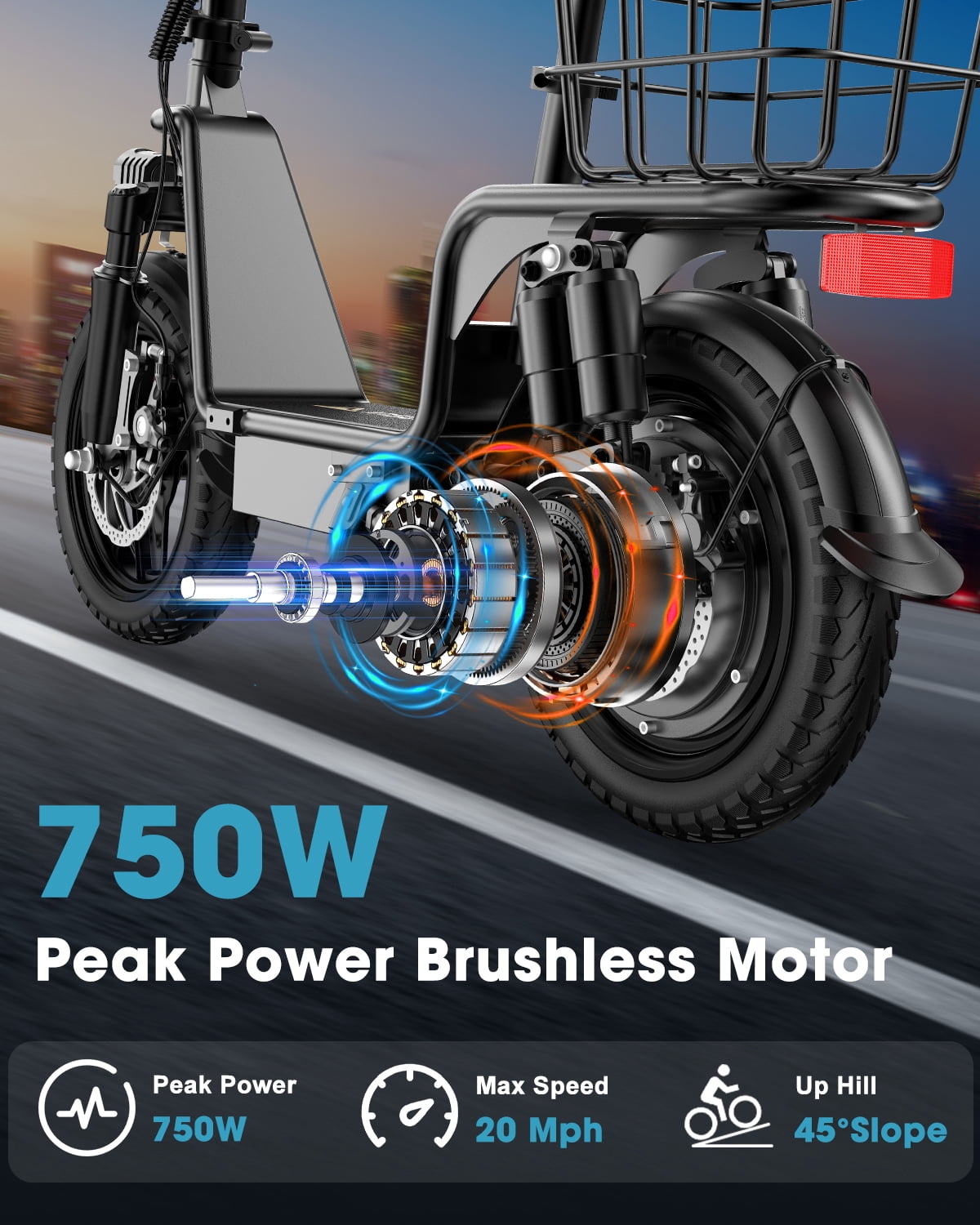 INSDRGN Electric Scooter for Adults with Seat, High Performance Foldable E-Scooter with 750W Motor, 20MPH, 28 Mile Range, 330lbs Max Load, UL2272
