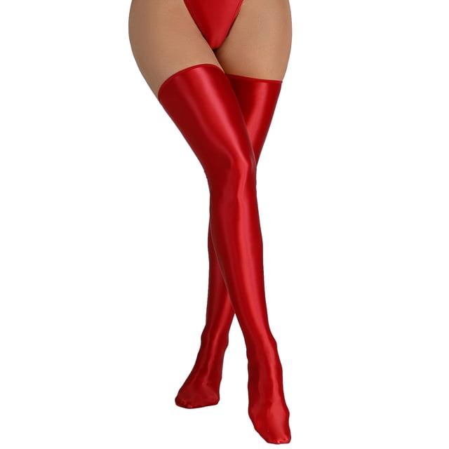 Intimates Women's Shiny Silk Slippery High Elastic Shiny Thigh Leather Socks Adult Socks