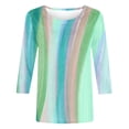 thumbnail image 4 of 3/4 Length Sleeve Graphic Tees Casual Round Neck Fitted Womens Tops Gradient(Green,M), 4 of 5