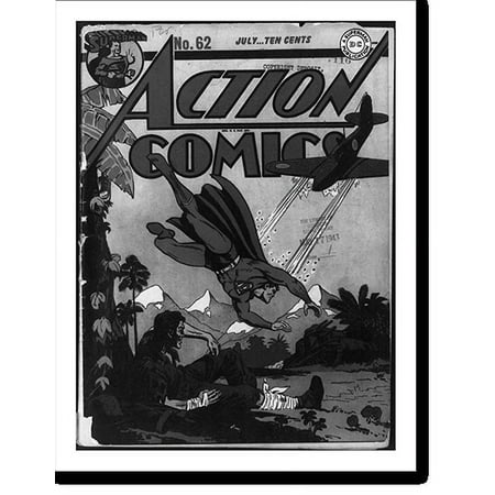 Historic Print Superman sheilding a wounded GI from Japanese airfire 16 x 20