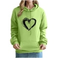 thumbnail image 3 of Fartey Women's Cute Heart Graphic Hoodies Loose Casual Long Sleeve Drop Shoulder Hooded Sweatshirts Fashion Fall Winter Going Out Pullover Tops with Pockets Green XL, 3 of 5