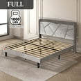 thumbnail image 5 of NISIEN Full Size Bed Frame with Charging Station, Upholstered Platform Bed with Wingback Storage Headboard, Light Gray, 5 of 11
