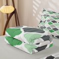 thumbnail image 5 of Castle Fairy Mid Century Geometric Quatrefoil Zipper Queen Comforter Set with Fitted Sheet and 2 Pillowcases,Abstract Grid Motif Zipper Bedding Set,Green Gray Offwhite,Reversible, 5 of 5