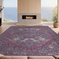 thumbnail image 2 of Design&I 8'x10' Ultra Soft Area Rug, Pink Boho Purple Vintage Distressed Damask Filigree Motifs Round None Fluffy Washable Non Shedding for Bedroom Living Room Under Sectional, 2 of 7