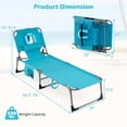 thumbnail image 3 of Gymax Set of 2 Beach Chaise Lounge Chair Folding Reclining Chair w/ Facing Hole Turquoise, 3 of 10