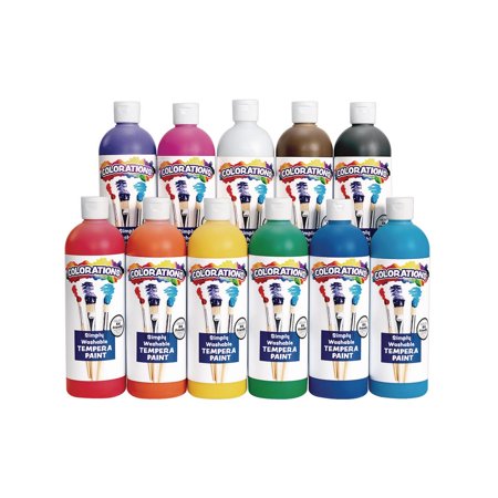 Colorations Simply Washable Tempera Paints, 16 fluid ounces oz, Set of 11 Colors