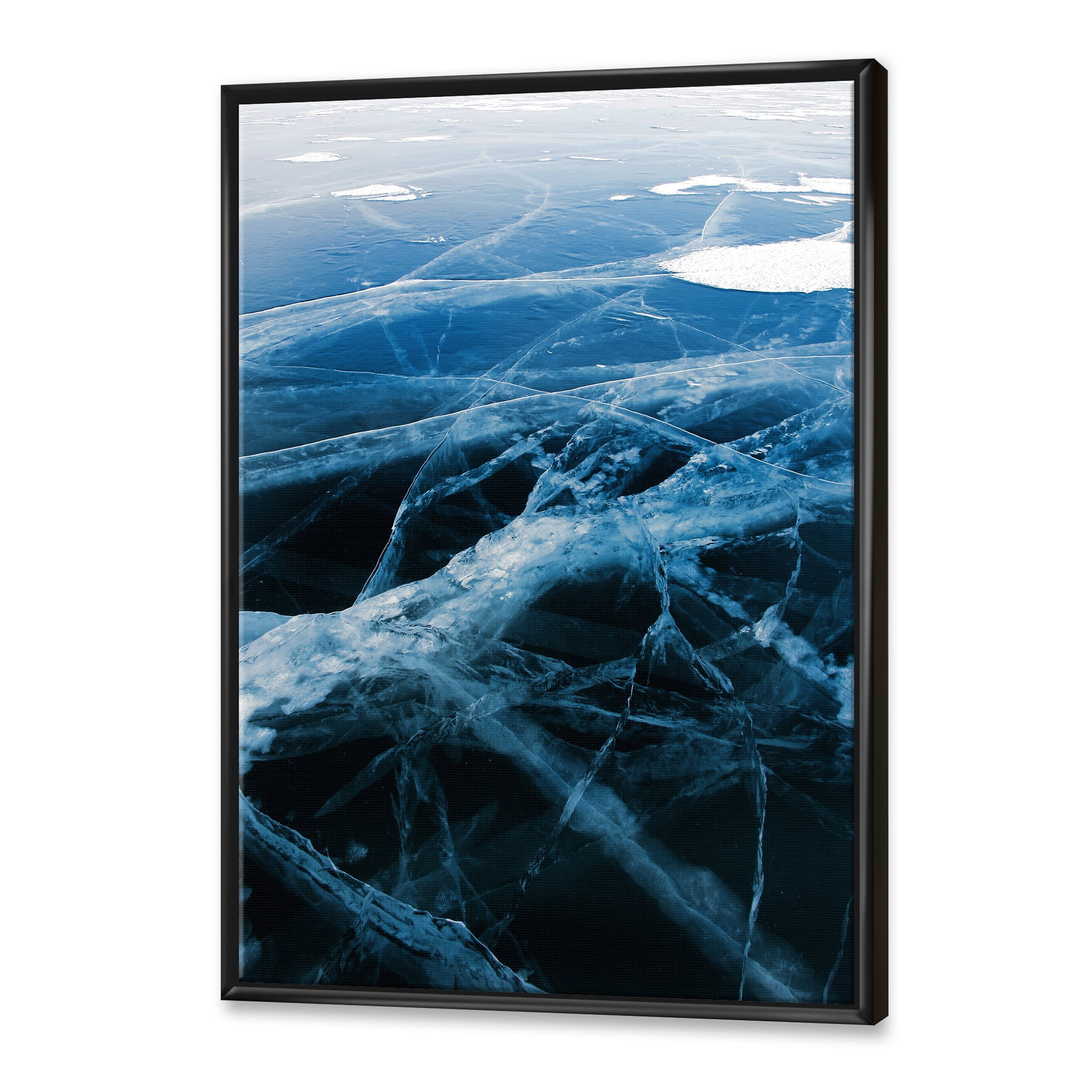 Designart 'White and Blue Ice Structure II' Modern Framed Canvas Wall Art Print