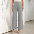 thumbnail image 4 of RYRJJ Women's Work Pants Straight Wide Leg High Waisted Casual Slacks Business Office Dress Pants Trousers with Pockets(Gray,M), 4 of 9