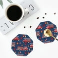 thumbnail image 4 of Honeii Fire Truck 1 print Leather Coaster Set of 4, ideal for safeguarding your furniture from drinks spills and effortless cleanup-Octagon, 4 of 6