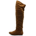 thumbnail image 2 of Ollio Women's Shoe Stretch Faux Suede or Faux Leather Over The Knee Flat Wrinkle Long Boots, 2 of 5