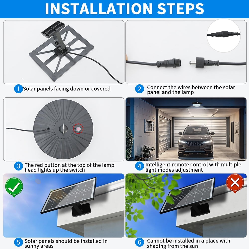 Solar Shed Light Outdoor Indoor, Upgraded 7000LM Solar Pendant Light Daytime Available with 5 Lighting Modes, Motion Sensor Solar Indoor Lights for Gazebo Barn Garage Shop