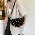 thumbnail image 5 of HUISZJ Faux Suede Rivet Shoulder Bag, Women Underarm Bag with Zipper, Studded Crossbody Bag for School Work Shopping Travel (Black), 5 of 10