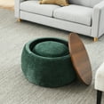 25"Modern Round Ottoman, 2 in 1 Function Work as End table, Upholstered