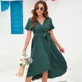 thumbnail image 3 of Maternity Dress For Women Cross V Neck Wrap Lanterntie High Waist A-line Flowy With Belt Dress, 3 of 5