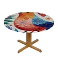thumbnail image 3 of HAOXIT Round Table Cover Elastic Tablecloth Colorful Botanical Tropical Bird Floral Leaves Suitable for Dining Table and Card Table 46-50, 3 of 8