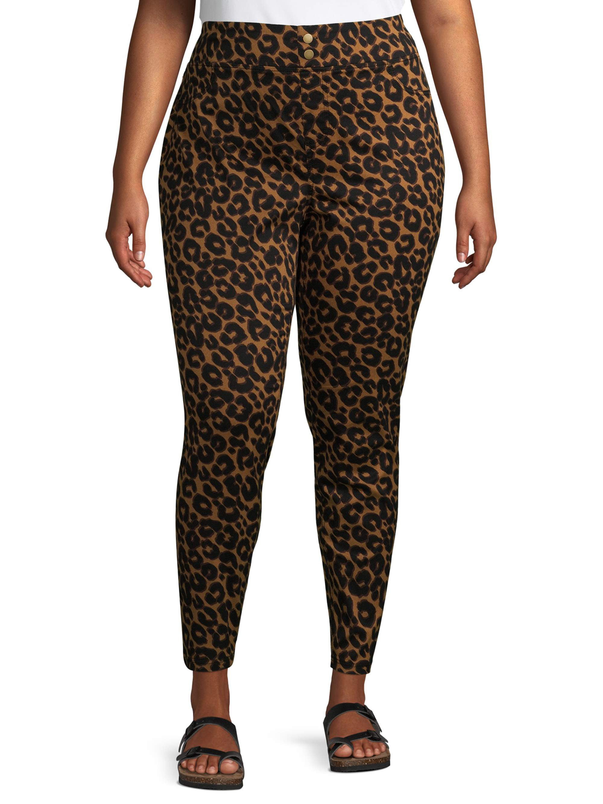 Terra & Sky - Terra & Sky Women's Plus Size Super Soft Leopard Jeggings ...