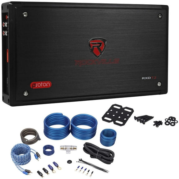 Rockville RXD-T2 Micro Car Amplifier 2400w 2 Channel 2x600W Rated Amp Kit