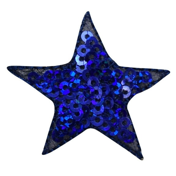 Sequin Star - BLUE - Iron on Applique/Embroidered Patch