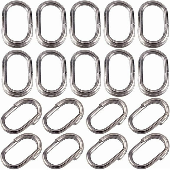100Pcs 302 Stainless Steel Linking Split Rings Fishing Tool Oval Gunmetal 15x9x3mm Inner Diameter: 12x6mm