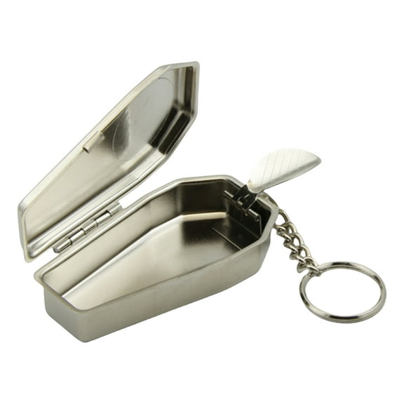 Huhudde Outdoor Ashtray Keychain Metal Pocket Holder Tray Tray Tinplate Coffin