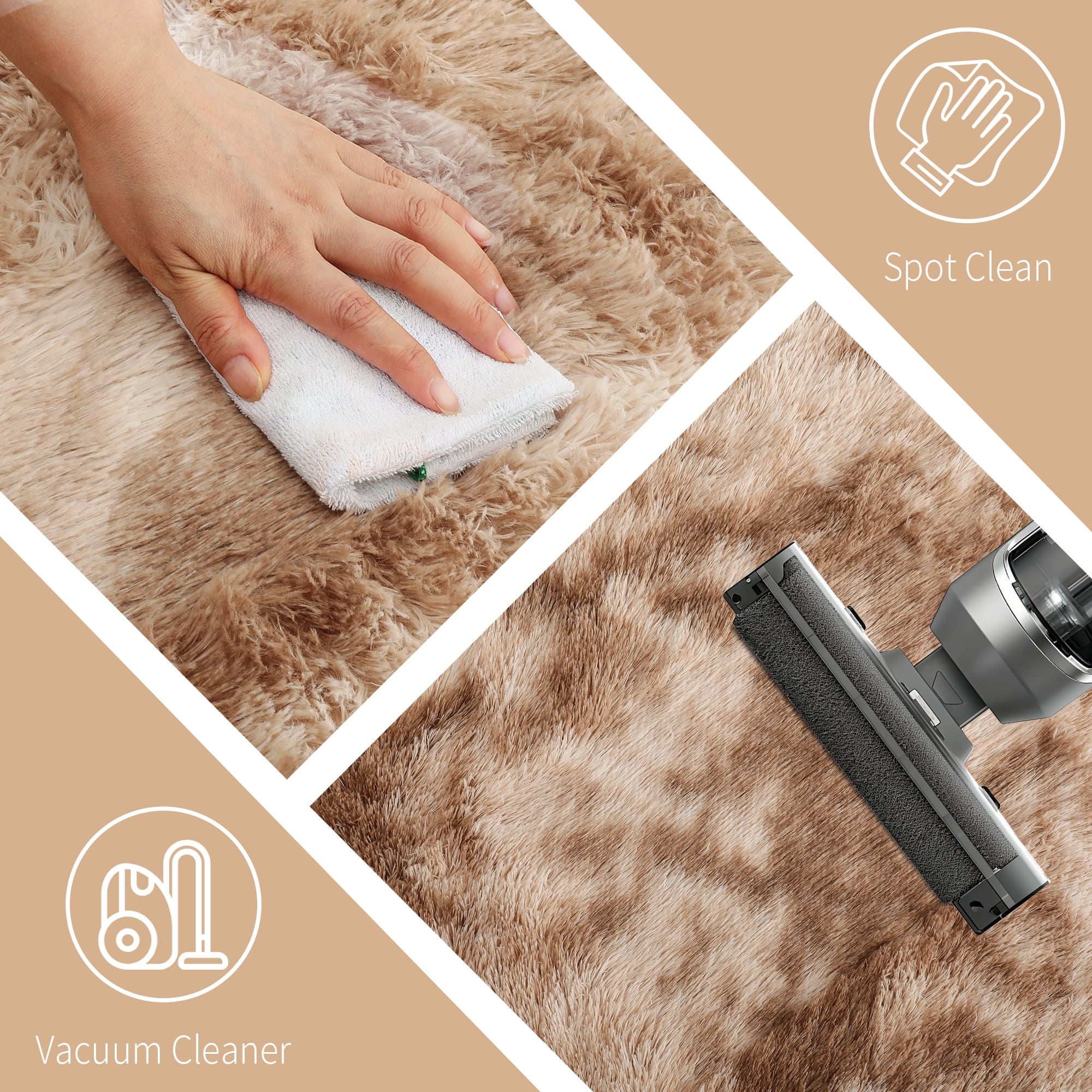 CozyDesg 5ft x 8ft Area Rugs, Soft Fluffy Area Rugs Floor Mat Floor Rugs for Living Room Bedroom Modern Decor Carpet, Camel