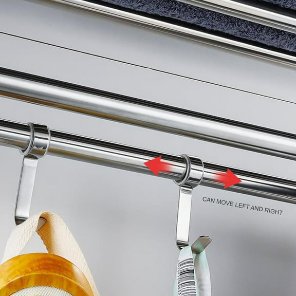 Bath Towel Rack Double Layered Bathroom Shelves with 4 Removable Hooks Wall Mounted Towel Holder 23 Inch Towel Bar Rustproof Stainless Steel Towel Shelf