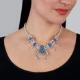 thumbnail image 6 of Sterling Silver Denim Lapis Gemstone Squash Blossom Naja Necklace, 17 to 20 Inches, 6 of 8