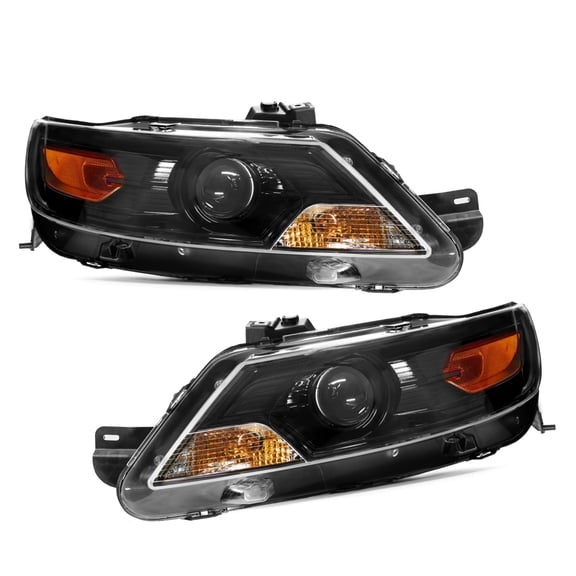For 2010 2011 2012 Ford Taurus Halogen Headlights Black Housing w/Projector Pair