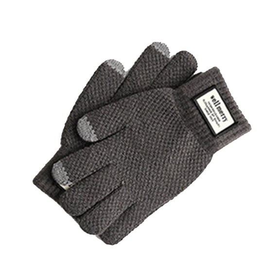 Unisex Fleece Lined Touchscreen Winter Gloves, Elastic Windproof Knitted Thermal Mitts, Sensitive Finger Tip Design Warm Hand Covers for Running Cycling Driving Outdoor Cold Weather Use