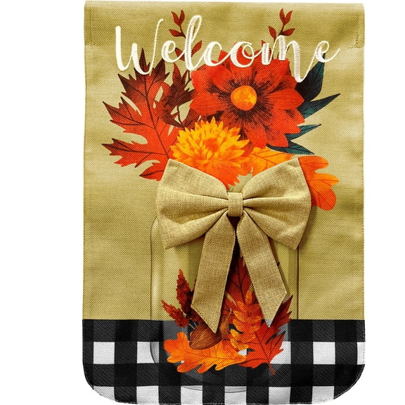 Briarwood Lane Fall Garden Flag 12x18 For Outdoor Fall Floral Mason Jar Burlap For Fall Garden Flag Flags For Outside