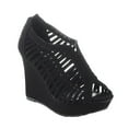 thumbnail image 2 of Top Moda Denver-1 Women's Bird Cage Gladiator Wedge Heel Sandals Platform Shoes Black 6.5, 2 of 5