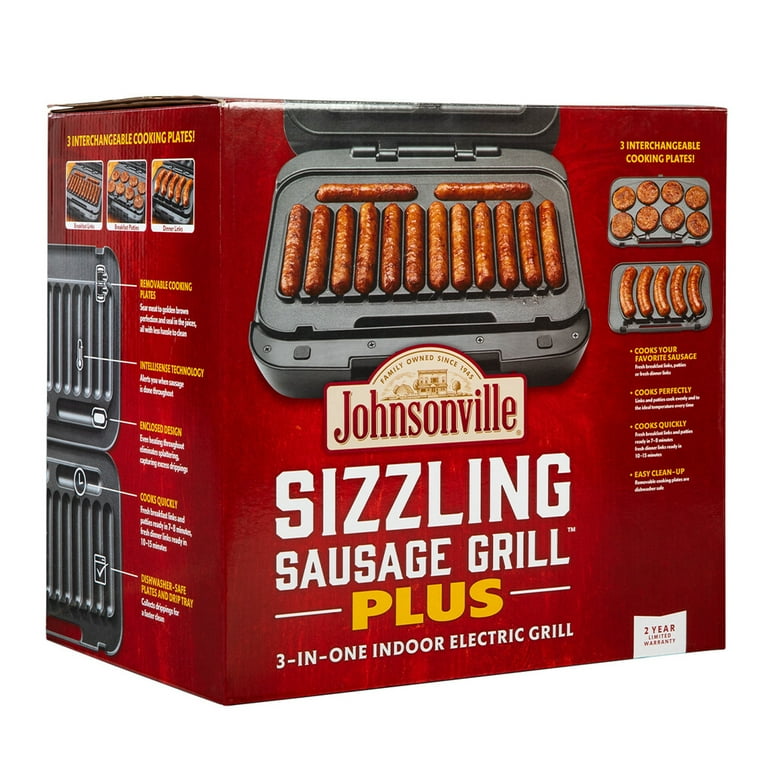 Johnsonville BTG0500 Sizzling Sausage 3in-1 Black Indoor Electric Grill  with Removable Plates for sale online