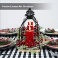 thumbnail image 2 of Rhytsing Christmas Table Centerpieces, H10 Inches Decorative Lantern with Real Wax Red LED Flameless Candle and Christmas Cedar Candle Ring, Battery Powered Metal Hanging Lanterns with Timer, 2 of 6