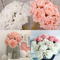 thumbnail image 5 of Deago 25 Pcs Artificial Flowers Real Looking Foam Fake Roses with Stems for DIY Wedding Bouquets Bridal Shower Centerpieces Party Home Decorations (White), 5 of 6